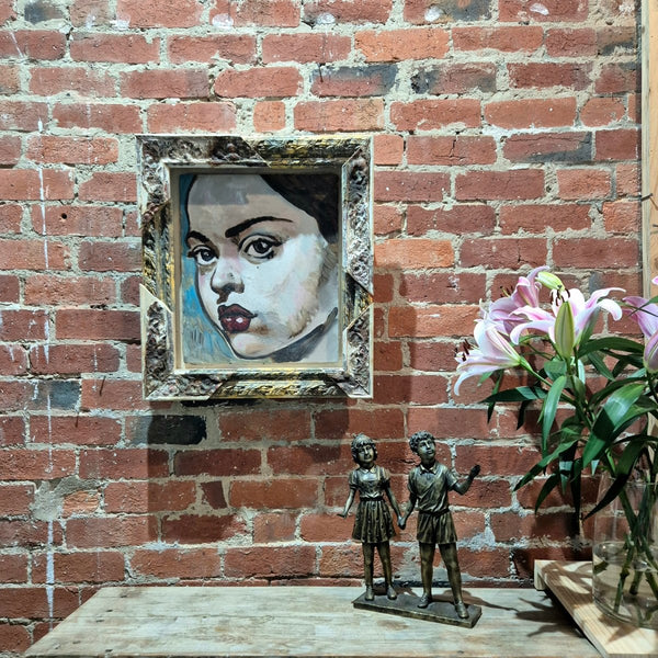 'Female Portrait II' David Bromley. Acrylic on canvas with handmade frame. 60cm x54cm