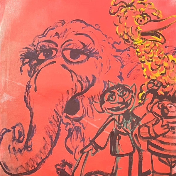 2. 'Snuffy and the Gang' Sesame Street x Bromley, Acrylic on handmade paper, 93 x 70cm