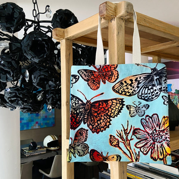*PRE-ORDER* 'Blue Butterflies' Mini Cotton Canvas Tote by Bromley Studio