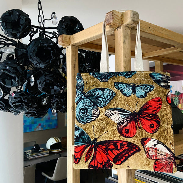 *PRE-ORDER* 'Golden Butterflies' Mini Cotton Canvas Tote by Bromley Studio