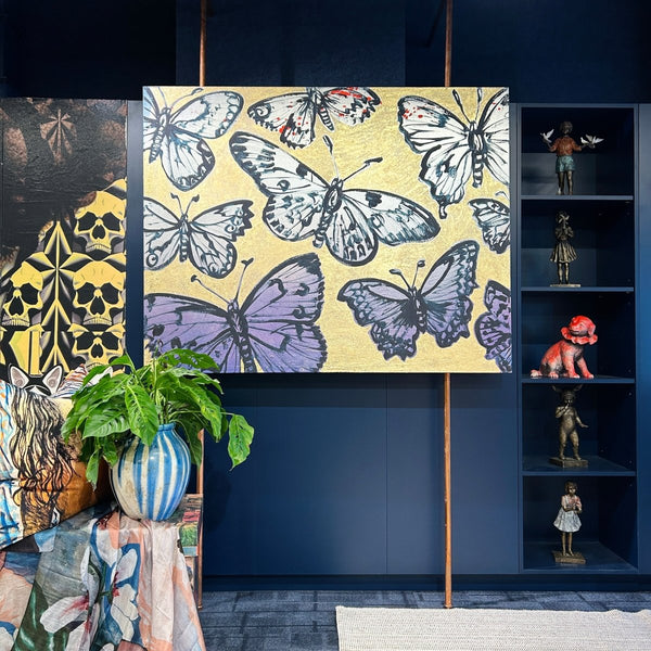 'Lavender Dreams' David Bromley. Acrylic on canvas with gold leaf gilding. 114 x 144cm