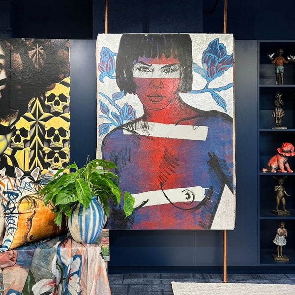 'Winter' David Bromley. Acrylic on linen with silver metal leafing. 160 x 112cm