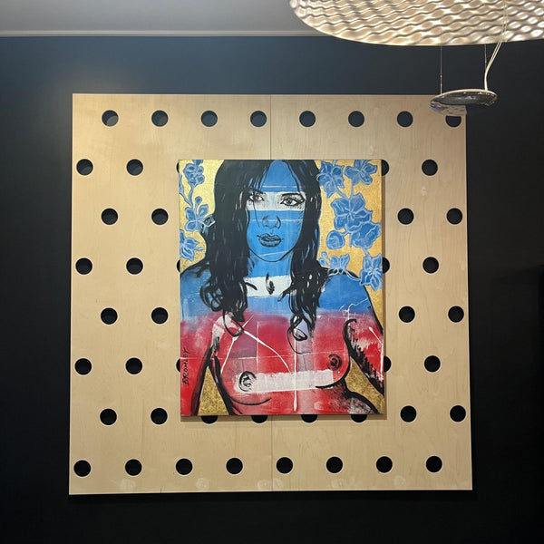 'Alexis' David Bromley, Acrylic on Canvas with gold leaf gilding, 150 x 120cm