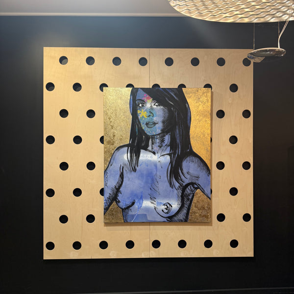 'Ally' David Bromley, Acrylic on canvas with gold leaf gilding, 150cm x 120cm