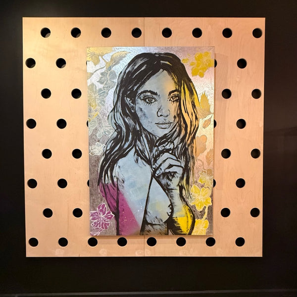 'Rosie' David Bromley, Acrylic on Canvas with silver leaf gilding, 180cm x 120cm