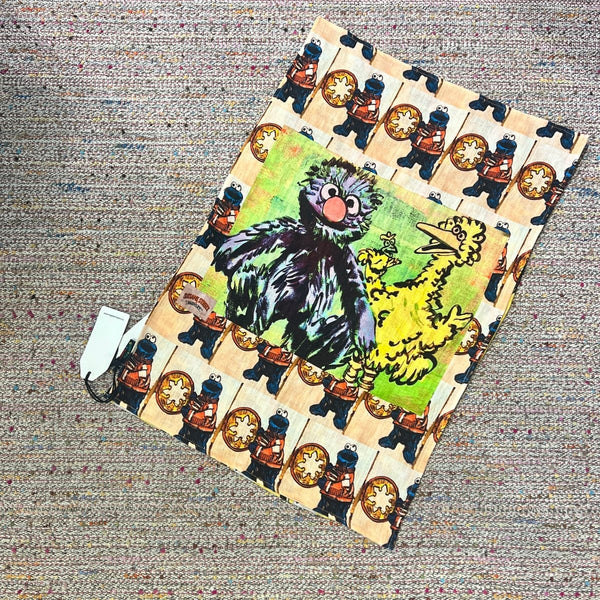 'GROVER & BIG BIRD' LINEN TEA TOWEL BY DAVID BROMLEY