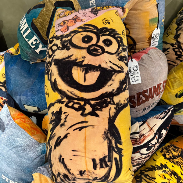 'Abby Cadabby' Surfboard shaped cushion in cotton velvet with a feather filled inner. 90 x 42cm