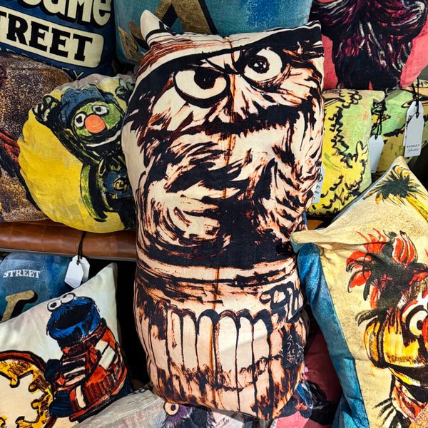 'Oscar' Surfboard shaped cushion in cotton velvet with a feather filled inner. 90 x 42cm