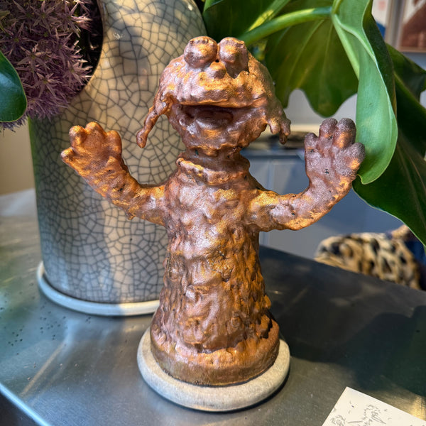 'Zoe ’ Datsun Tran. Paper magiclay, wire, resin and copper on a marble stand. 21 x 16 x 10cm