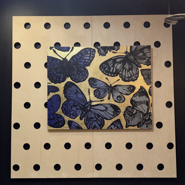 'Midnight Butterflies' David Bromley, Acrylic on canvas with gold leaf gilding, 150cm x 120cm