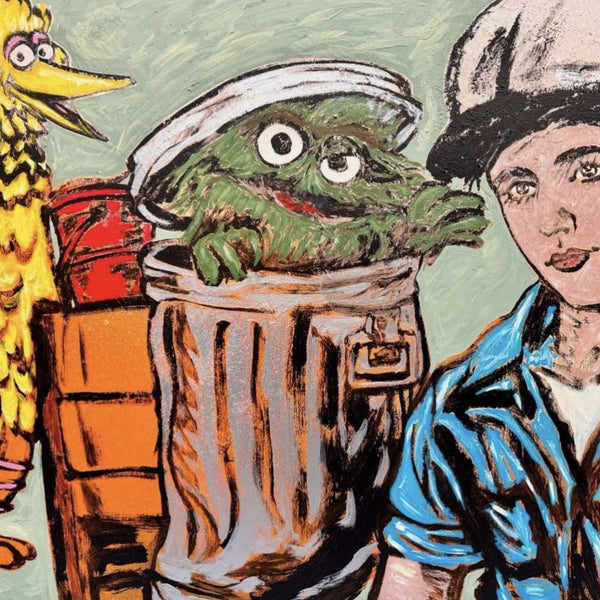 16. 'Sweeping the Clouds. Away' Sesame Street x Bromley, Acrylic on canvas 120 x 150cm