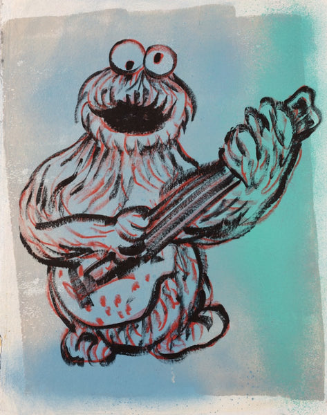 7. 'Cookie Monster Plays Guitar' Sesame Street x Bromley, Acrylic on handmade paper, 93 x 70cm