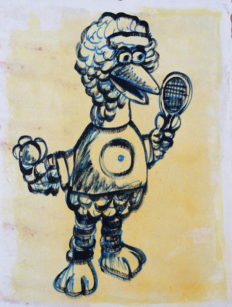 13. 'Big Bird Plays Tennis' Sesame Street x Bromley, Acrylic on handmade paper, 93 x 70cm