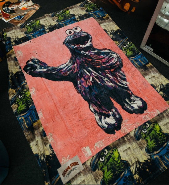 'COOKIE MONSTER' VELVET THROW BY DAVID BROMLEY
