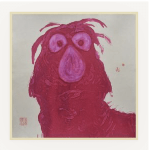 'Telly Monster' Datsun Tran. Alcohol ink and gouache on mulberry paper. 69 x 69cm