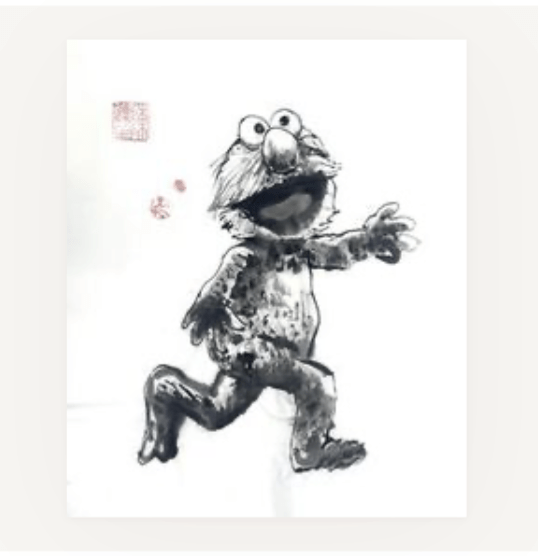 'Elmo I' Datsun Tran. Pine ash ink on mulberry paper. 56 x 40cm