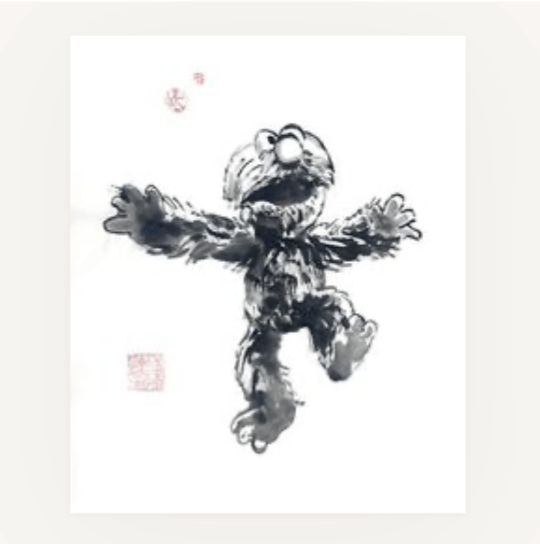 'Elmo III' Datsun Tran. Pine ash ink on mulberry paper. 56 x 40cm