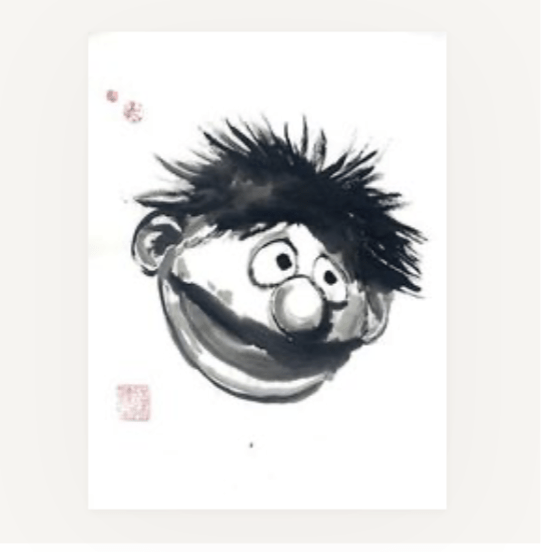 'Ernie I' Datsun Tran. Pine ash ink on mulberry paper. 56 x 40cm