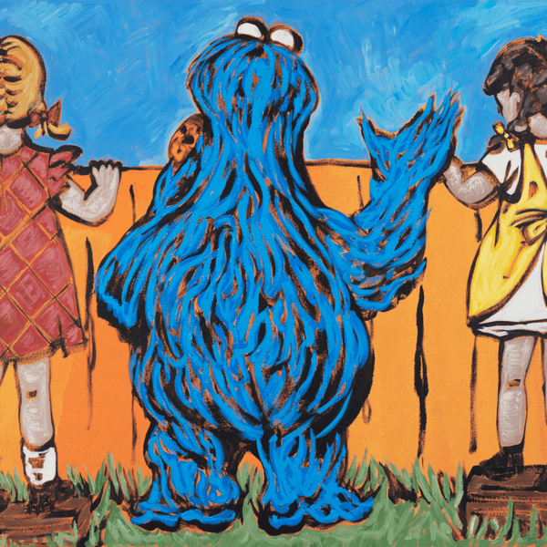 4. 'Over the Fence with Cookie Monster' Sesame Street x Bromley,  Acrylic on canvas, 115 x 146cm