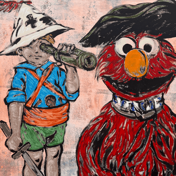 11. 'Searching For Adventure with Elmo' Sesame Street x Bromley, Acrylic on canvas with a varnish wash, 122 x 153cm