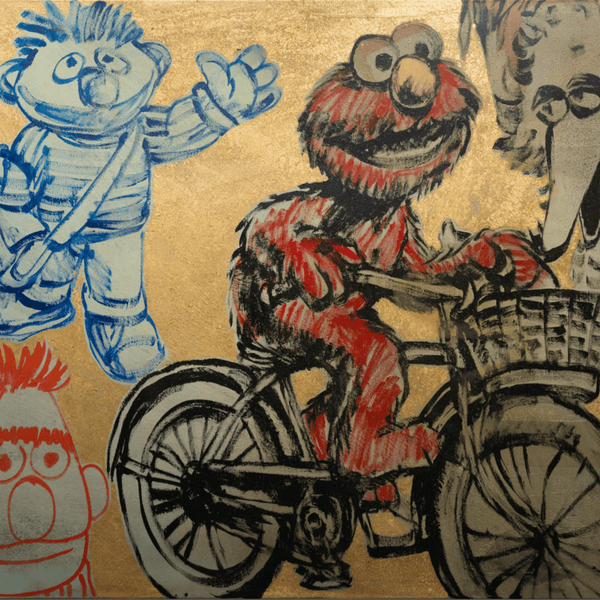 19. 'Every Day Sunday' Sesame Street x Bromley, Acrylic on canvas with gold leaf gilding, 120 x 150cm