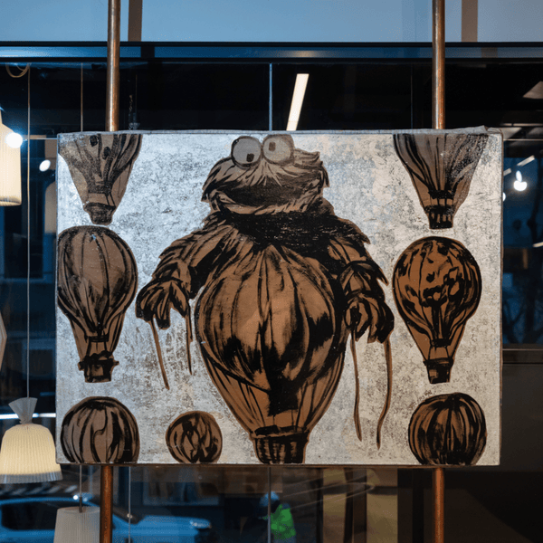 25. 'Cookie Monster Balloon' Sesame Street x Bromley, Glazed Japanese linen, 97 x 130cm