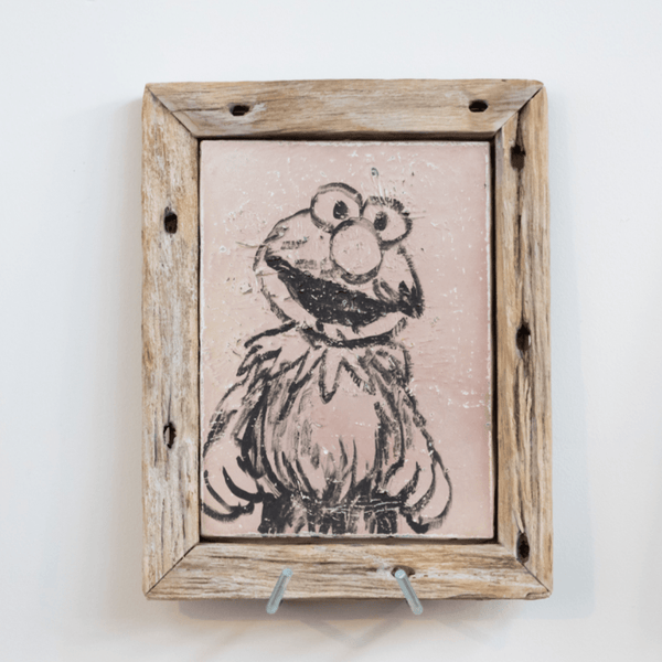 43. 'Elmo VI' Sesame Street x Bromley, Acrylic on canvas with a varnish wash. 43 x 33cm