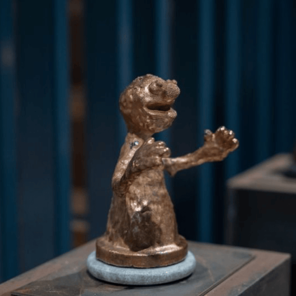 'Grover’ Datsun Tran. Paper magiclay, wire, resin and copper on a marble stand. 19 x 15 x 15cm