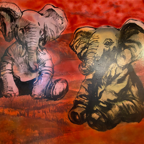 'Saturday In The Park' David Bromley. Acrylic and oil on linen with a varnish wash. 130 x 162cm