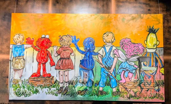 2. 'In Your Neighbourhood' David Bromley. Acrylic on canvas. 160 x 280cm