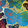 'Lively Butterflies' David Bromley. Acrylic on canvas with gold leaf gilding. 120 x 180cm