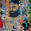 ‘Hola’ Gorè. Mixed media and acrylic on timber.  120 x 90cm (135 x 105cm frame size).