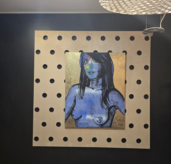 'Ally' David Bromley, Acrylic on canvas with gold leaf gilding, 150cm x 120cm