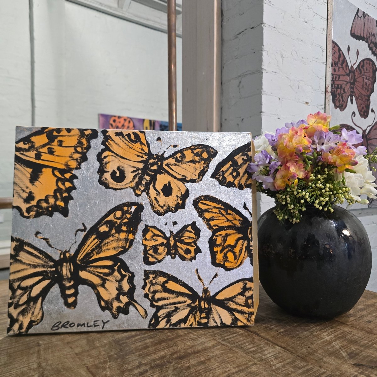 'Mini butterflies VI', David Bromley, Acrylic on canvas, 38cm x 46cm.