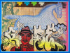 ‘Gore’ Gorè. Mixed media and acrylic on timber. 90 x 120cm (95 x 125cm frame size).