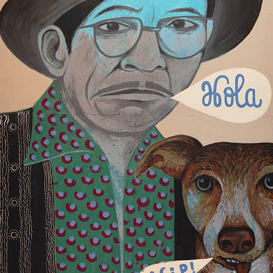 ‘How do dogs like to be talked to?’ Gorè. Acrylic on timber. 180 x 120cm.