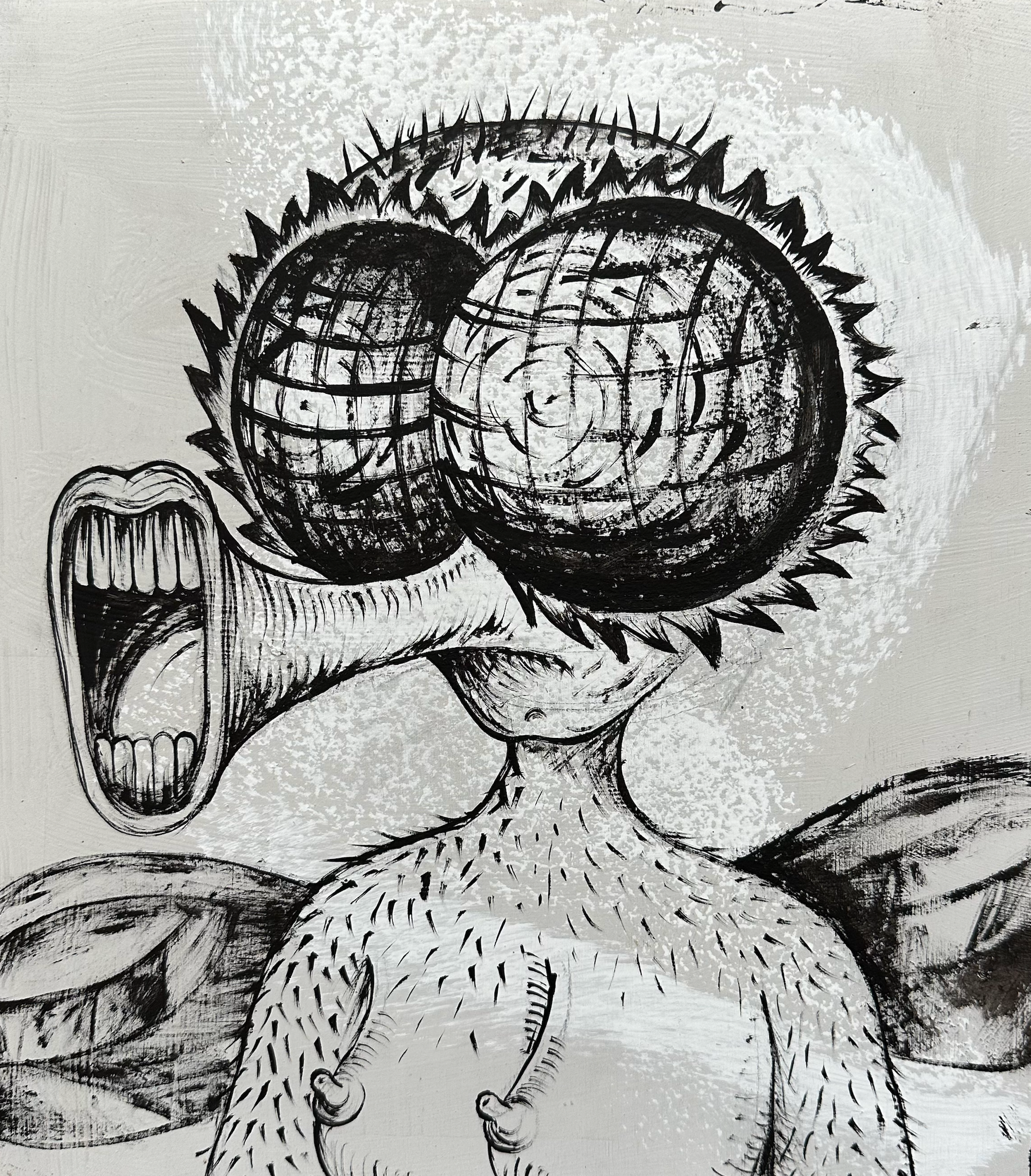 ‘Fly’ Gorè. Acrylic on timber. 33 x 30 cm