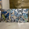 'Wintertime Butterflies' David Bromley. Acrylic, oil and silver metal leaf on canvas. 120 x 240cm