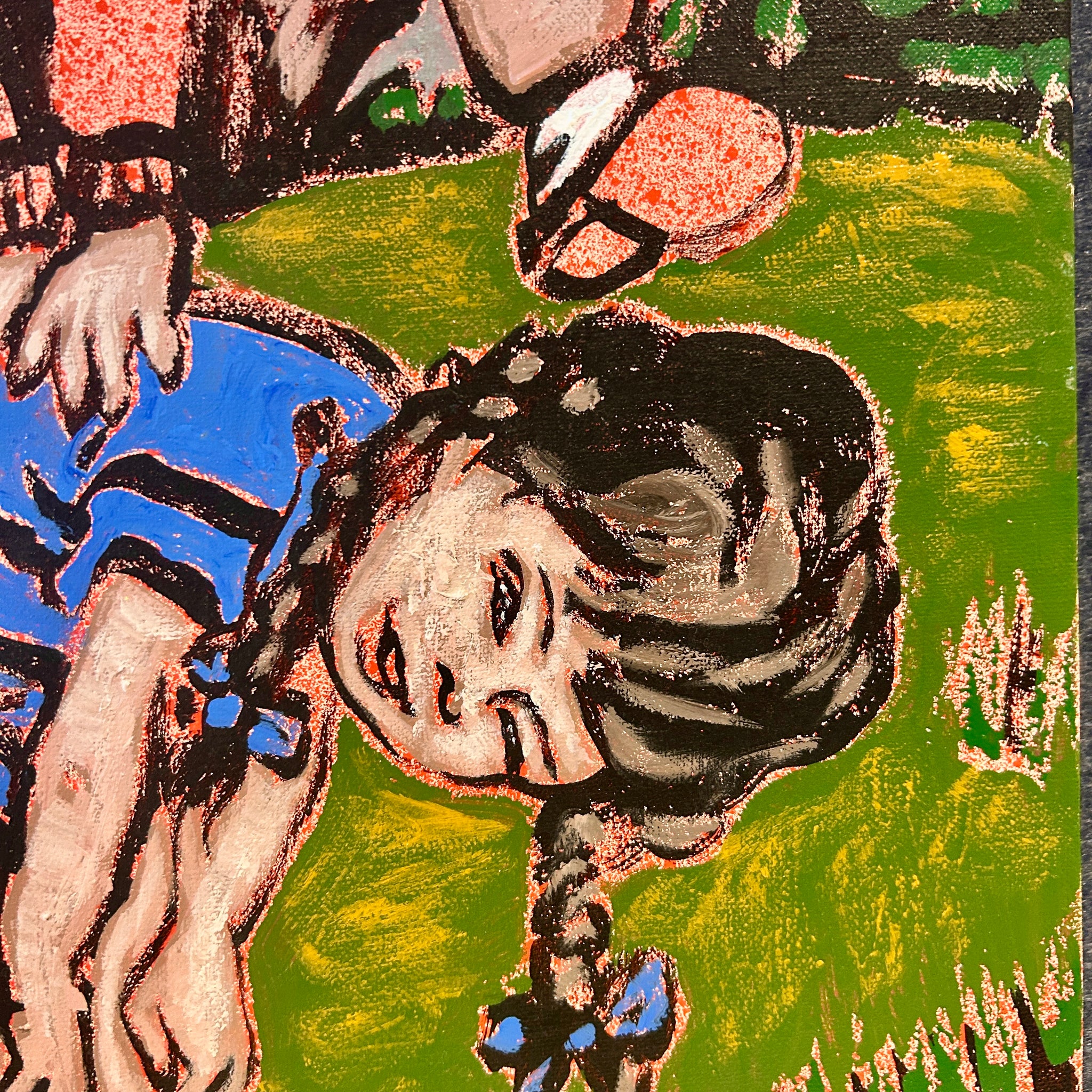 'Leapfrog' David Bromley. Acrylic on linen. 46 x 38cm