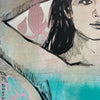 'Kate' David Bromley. Acrylic on canvas with silver metal leaf gilding. 160 x 160cm