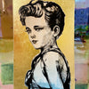 'Sunday Thoughts' David Bromley. Acrylic on canvas with gold leaf gilding. 90 x 60cm