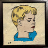 'Dreaming I' David Bromley. Embroidery on hand painted canvas in timber frame. 26 x 26cm