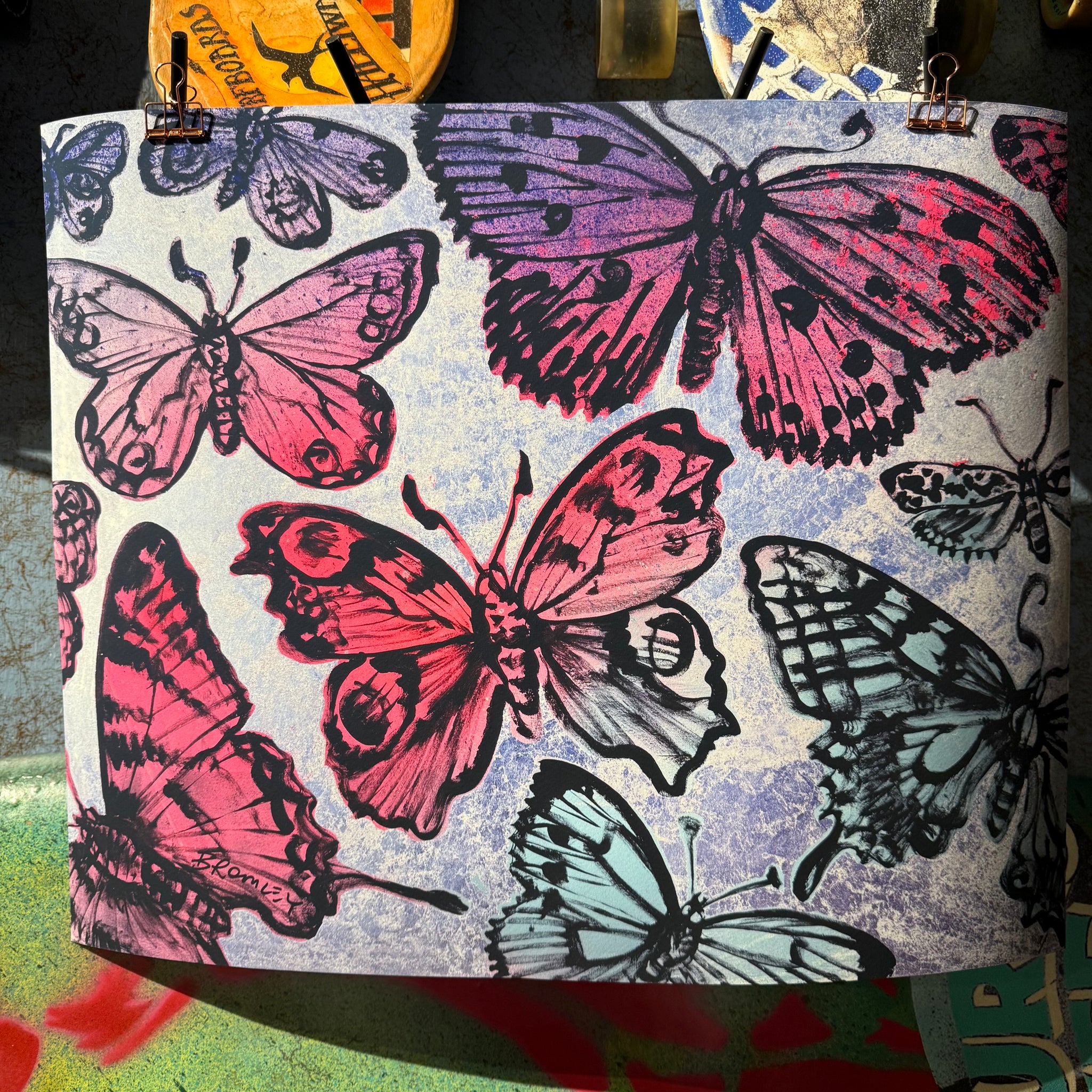 42. PRE-ORDER 'Hot Pink Butterflies' David Bromley. High pigment print. Edition of 60.