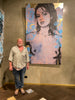 'Belinda' David Bromley. Acrylic. on canvas with gold leaf gilding. 230 x 140cm