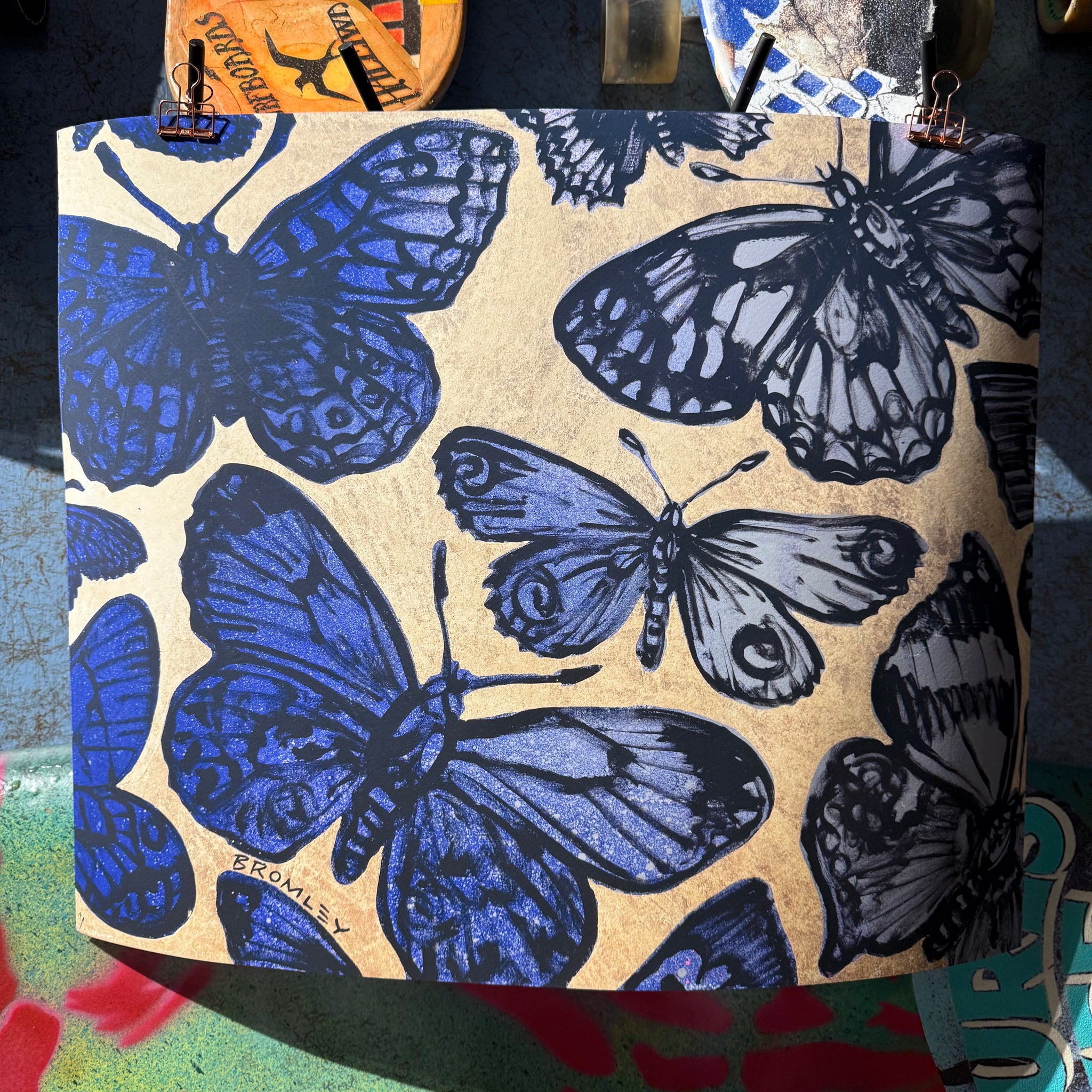 45. PRE-ORDER 'Winter Butterflies on Gold' David Bromley. High pigment print. Edition of 60.