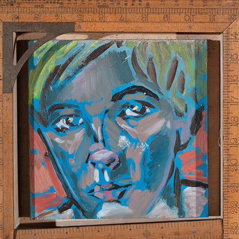 ‘My Father’s Memories III’ David Bromley. Acrylic on board with antique ruler frames from my father’s collection. 22 x 22cm (frame size 30 x 30cm)
