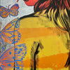 'Jessica' David Bromley. Acrylic on canvas with silver metal leafing. 150 x 120cm.