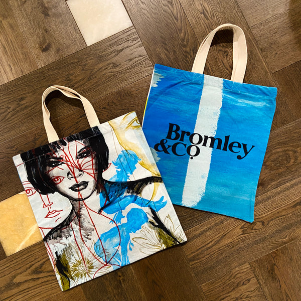 'Winter' Large Cotton Canvas Tote by Bromley Studio. 59 x 54cm