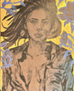 'Jade' David Bromley. Acrylic on linen with gold leaf gilding. 160 x 130cm
