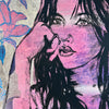 'Zippora Amongst Blooms II' David Bromley. Acrylic on canvas with silver metal leafing. 150 x 120cm